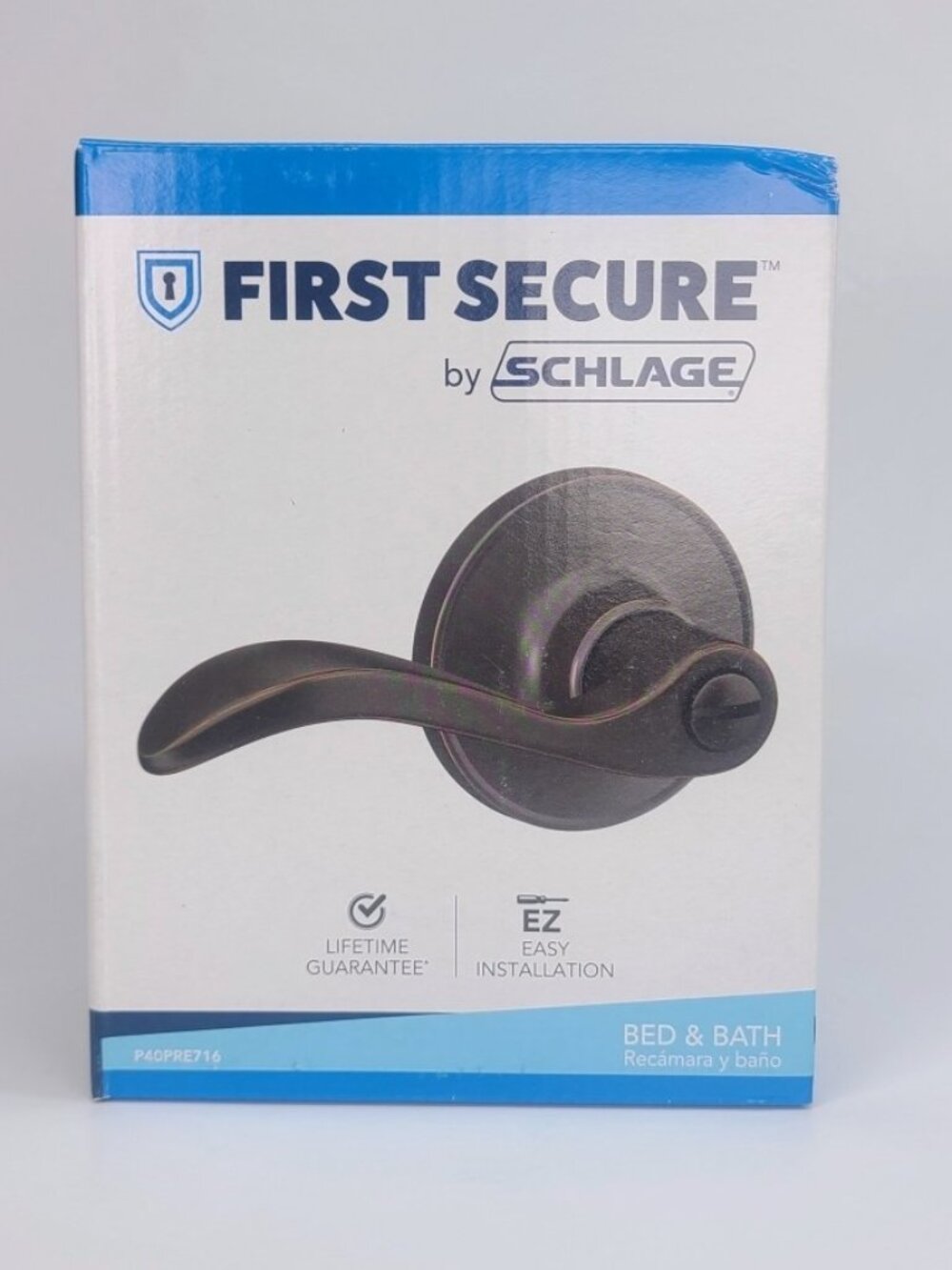 First Secure by Schlage Presley NEW Aged Bronze Door Locking Handle Bedroom Bath